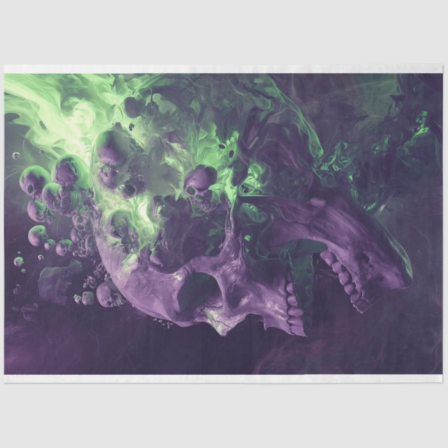 Papel De Seda Decoupage Verde Roxo Nebular do Crânio (Frente )