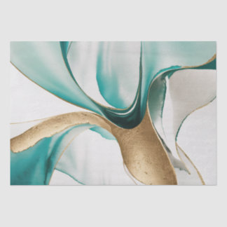 Papel De Seda Decoupage Verde Zeal Dourada com Fundo de abstrato