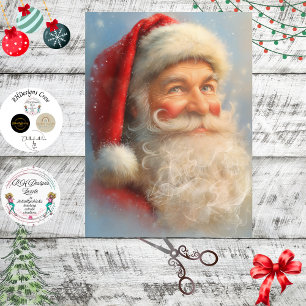 Papel De Seda Decoupage Vintage Festivo Retrato do Papai Noel