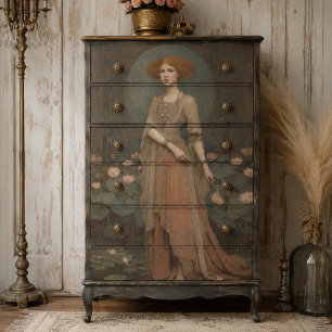 Papel de Seda Decoupage Vintage Lady Waterlily