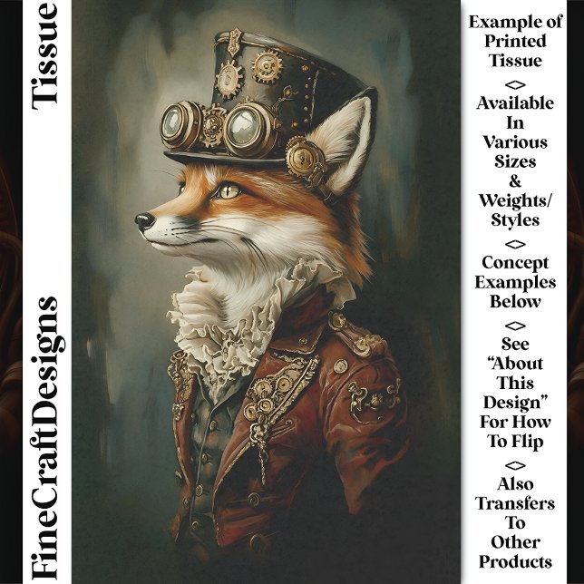 Papel De Seda Decoupage Vitoriana Steampunk Fox Retrato CJ7 (Criador carregado)