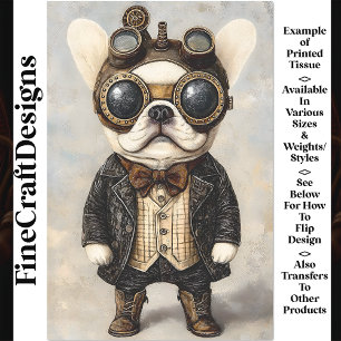 Papel De Seda Decoupage Vitoriana Steampunk French Buldogue AS8