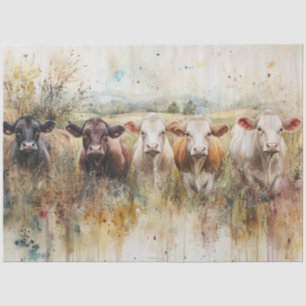 Papel De Seda Decoupage Watercolor Highland Cow Lineup Russo