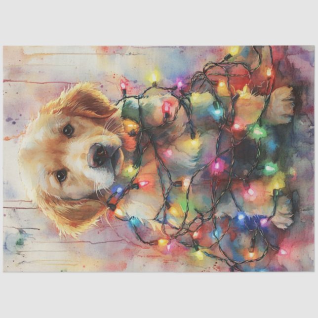 Papel De Seda Decoupage Watercolor Pup de Natal (Frente )