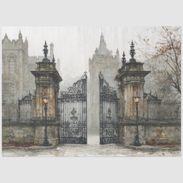 Papel De Seda Decoupage Weathered Iron Gate Castle, Irlanda (Frente )