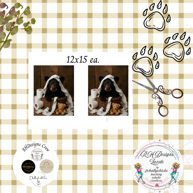 Papel De Seda Decoupage Whimsical Bear Cub Toilet Paper Bathroom (Criador carregado)