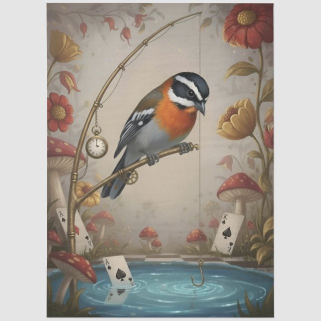 Papel De Seda Decoupage Whimsical Bird Seidenpapier (Frente )
