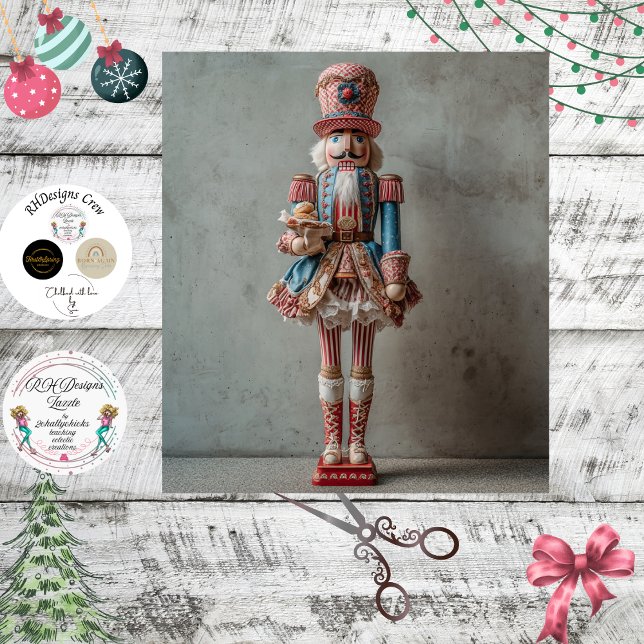 Papel De Seda Decoupage Whimsical Festive Nutcracker  (Criador carregado)