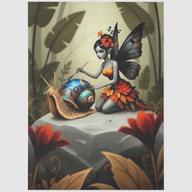 Papel De Seda Decoupage Whimsical Flower Fairy Seidenpapier (Frente )