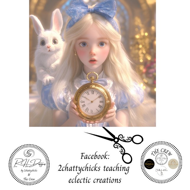 Papel De Seda Decoupage Whimsical Girl & Rabbit on Adventures (Criador carregado)