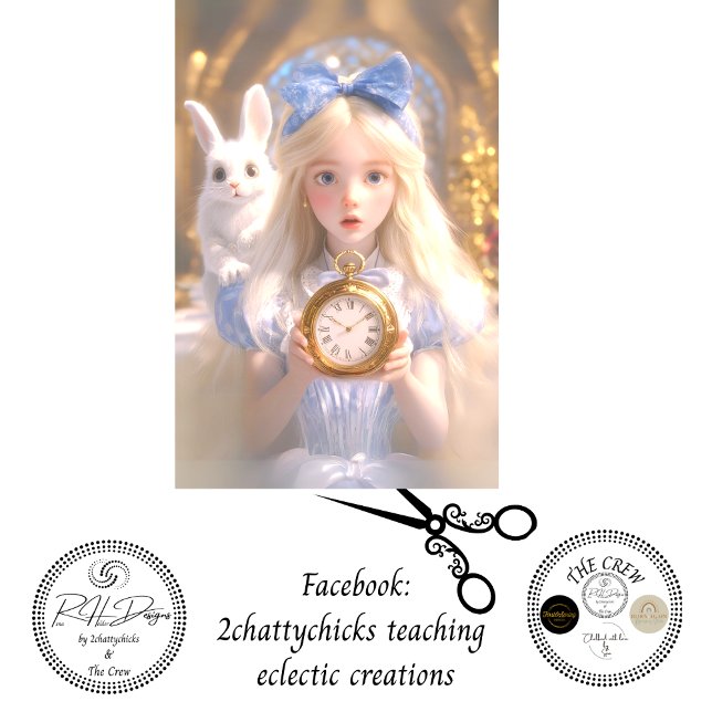 Papel De Seda Decoupage Whimsical Girl & Rabbit on Adventures (Criador carregado)