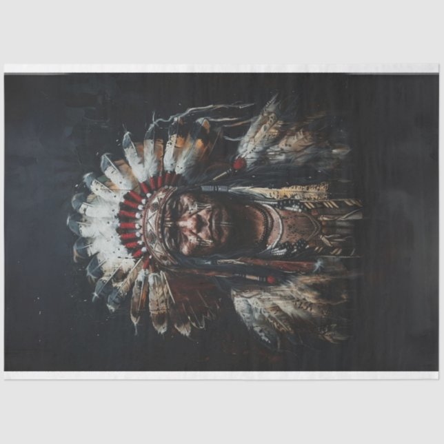 Papel De Seda Decoupage White Feather American Indian (Frente )