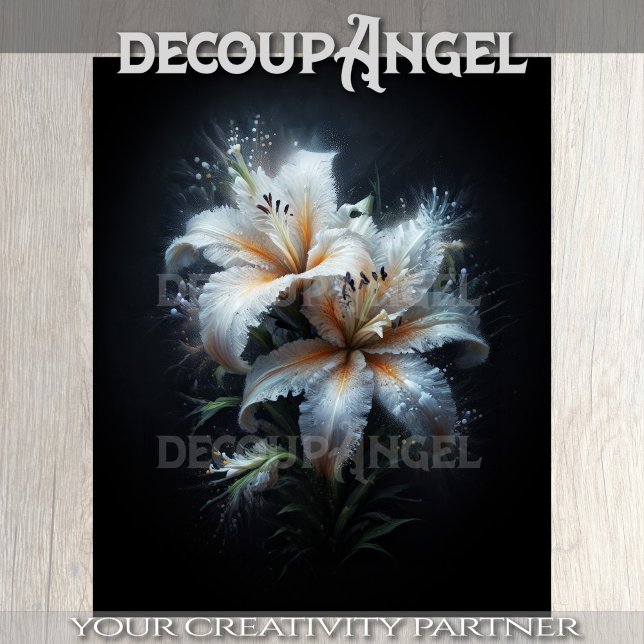 Papel De Seda Decoupage White Lily Duo (Criador carregado)