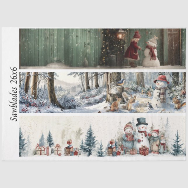Papel De Seda Decoupage Winter Sawblade Set 26x6  (Frente )