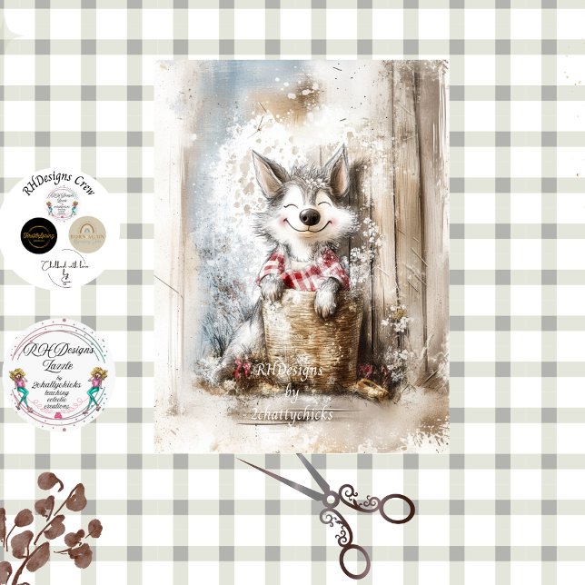 Papel De Seda Decoupage Wolf Character Story Book  in Forest (Criador carregado)