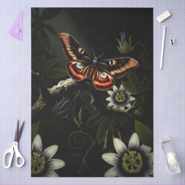 Papel De Seda Decoupage Woodland Moth Illustration (Arte )