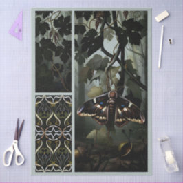 Papel De Seda Decoupage Woodland Moth Illustration