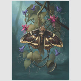 Papel De Seda Decoupage Woodland Moth Illustration