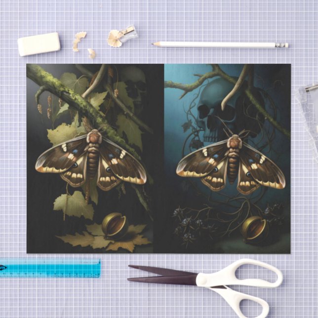 Papel De Seda Decoupage Woodland Moth Illustration (Arte )