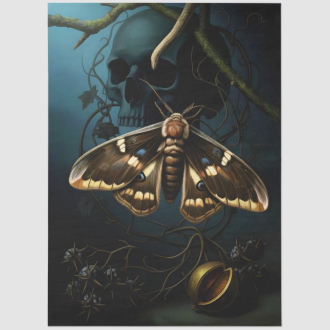 Papel De Seda Decoupage Woodland Moth Illustration (Frente )