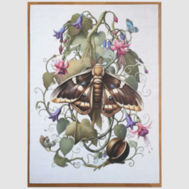 Papel De Seda Decoupage Woodland Moth Illustration