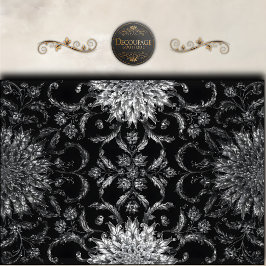 Papel De Seda Decoupagem Damasco Floral Preto