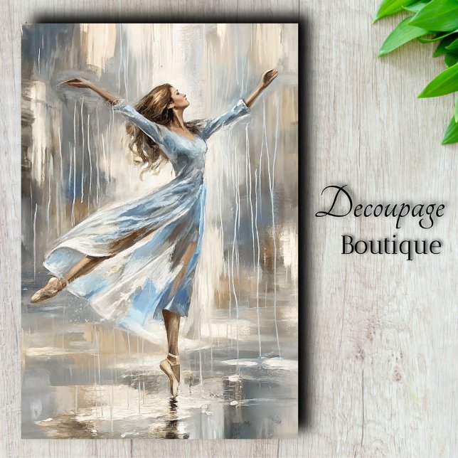 Papel De Seda Decoupagem Dançando na Chuva (Dancing In The Rain Decoupage Tissue Paper)