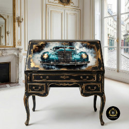 Papel De Seda Decoupagem de Carro Antigo Azul-Verde