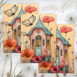 PAPEL DE SEDA DECOUPAGEM DE CASA DE JARDIM PARA BRINQUEDOS