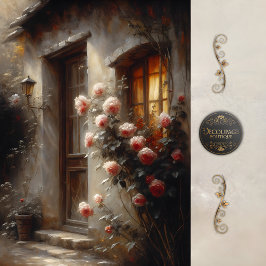 Papel De Seda Decoupagem de Entrada Rosa Cottage