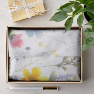 Papel De Seda Decoupagem de Flores Silvestres em Cores Pastel