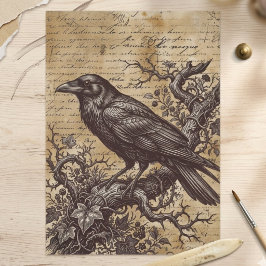 Papel De Seda Decoupagem de Letra Gótica do Corvo Preto Vintage