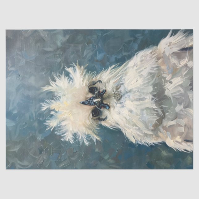 Papel De Seda Decoupagem de pintura a óleo de galinha Silkie bra (Frente )