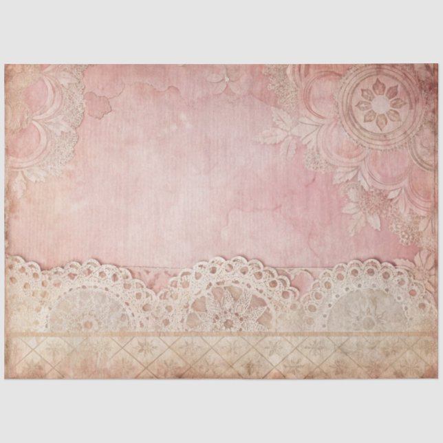 Papel De Seda Decoupagem de Renda Artesanal Pink Grunge (Frente )