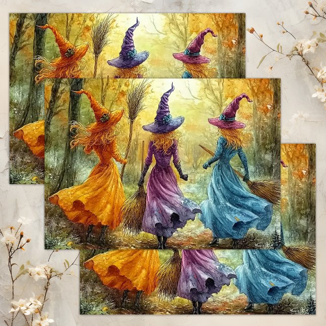 PAPEL DE SEDA DECOUPAGEM DE TESTEMUNHAS HALLOWEEN (HALLOWEEN WITCHES DECOUPAGE TISSUE PAPER)