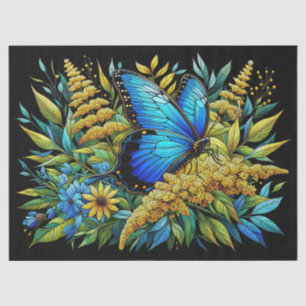 Papel De Seda Decoupagem de Vidro Matrícula Azul-Borboleta