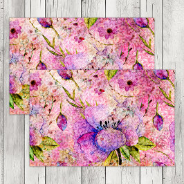 PAPEL DE SEDA DECOUPAGEM FLORAL BOEMIANA ROSA E SUJA