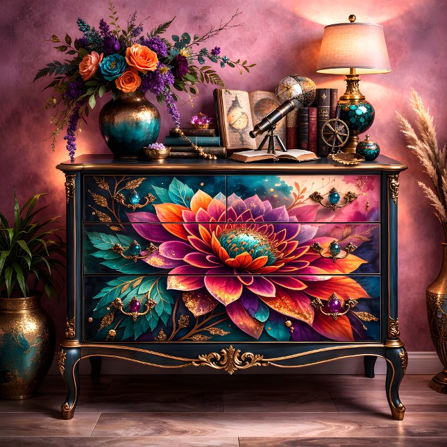 Papel De Seda Decoupagem Jóia Dahlia (Jewel Dahlia Decoupage Tissue Paper)