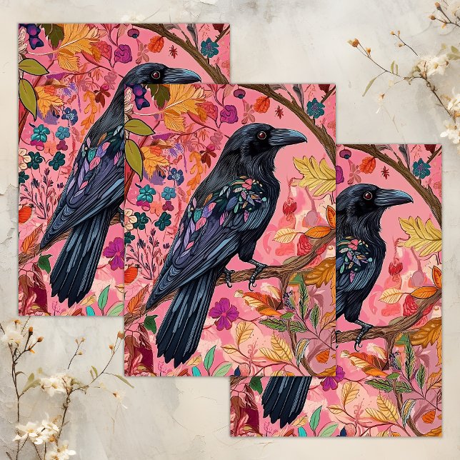 PAPEL DE SEDA DECOUPAGEM RAVEN ENCANTADA (ENCHANTED RAVEN DECOUPAGE TISSUE PAPER)