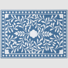 Papel De Seda Decoupagem Tradicional de Osso com Azul Claro