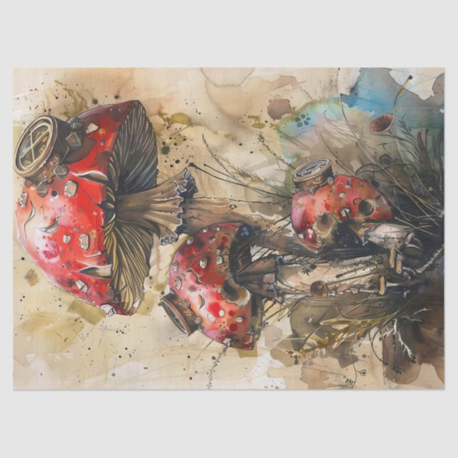 Papel De Seda Decoupágina de Artes de Aquarela Steampunk (Frente )