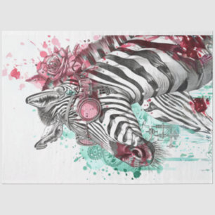 Papel De Seda Decoupágina de Zebra Negra Rosa Negra, Diversão St
