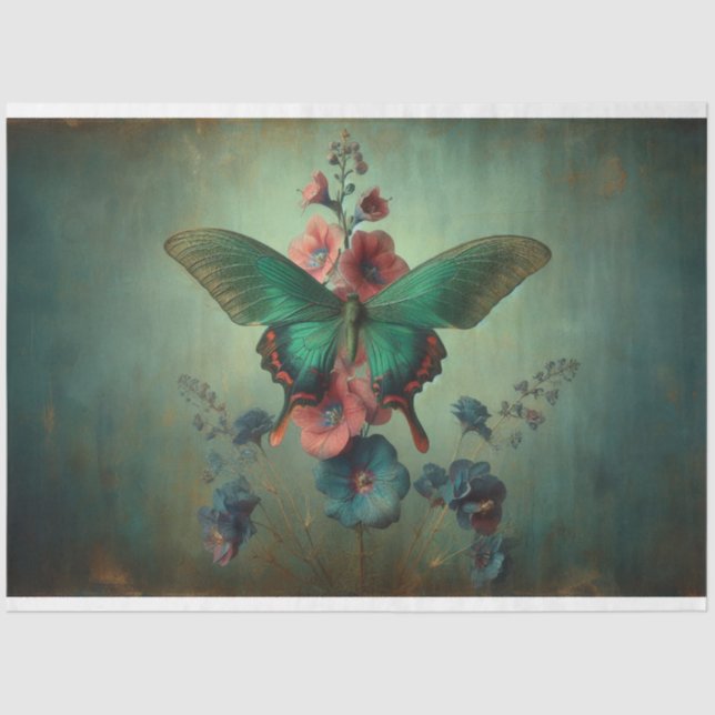 Papel De Seda Decoupágina Floral da Borboleta (Frente )