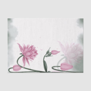 Papel De Seda Decoupágina Floral Flor de Flor Cor-de-Água Rosa