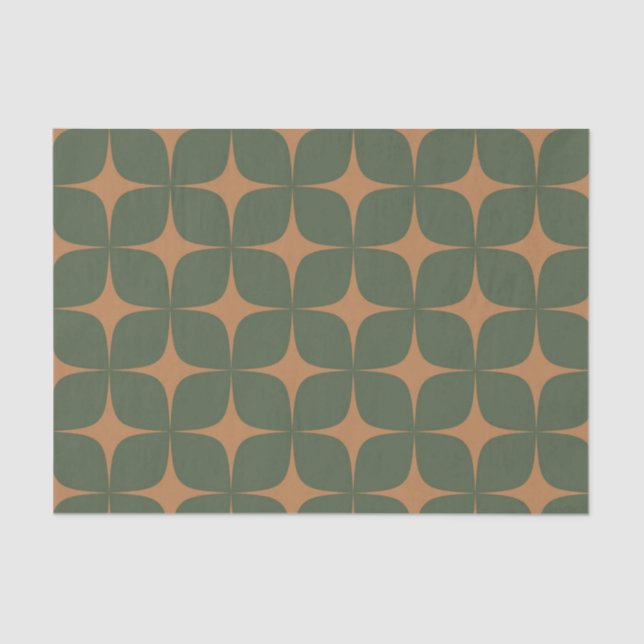 Papel De Seda Deep Green Terracotta Meio século Modern Boho (Frente )
