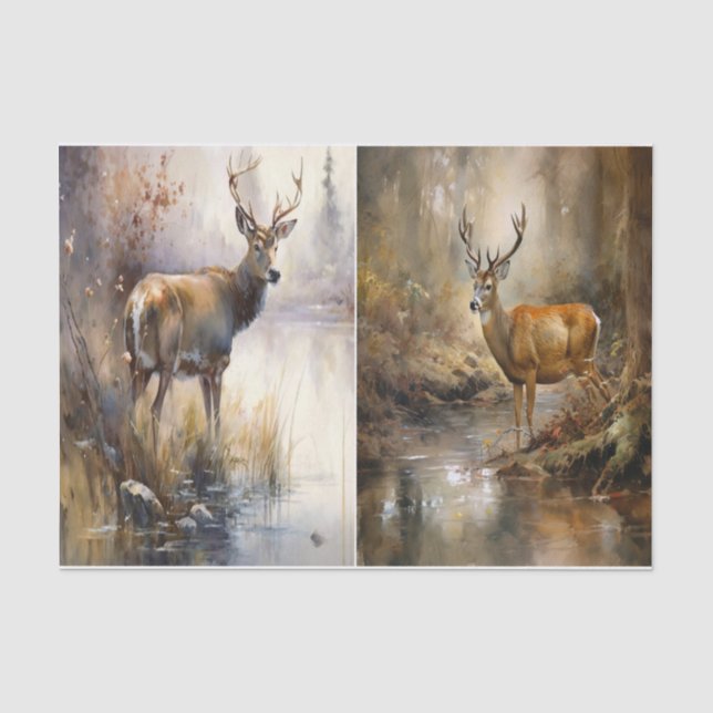 Papel De Seda Deer in the Stream (Frente )