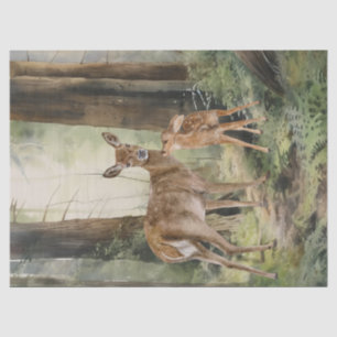 Papel De Seda Deer Redwood Forest Watercolor