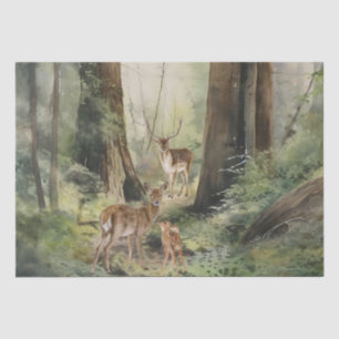 Papel De Seda Deer Redwood Forest Watercolor