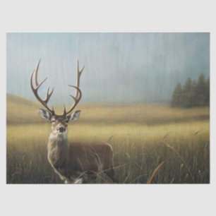 Papel De Seda Deer Stag em Campo de Dissociação de Grama
