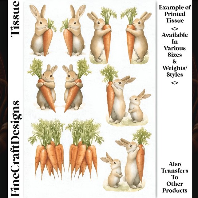Papel De Seda Definir Pares de Coelhinhos Brancos e Carrots DC1 (Criador carregado)